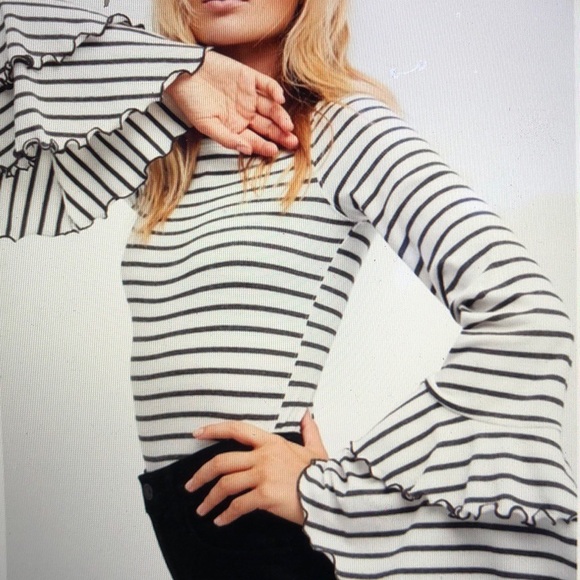 Free People Tops - We The Free Good Find Striped Bell Sleeve Top
